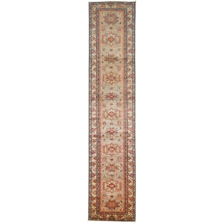 Tappeto Kazak Fine Pakistan Astratto Grigio Beige Rosso Terr