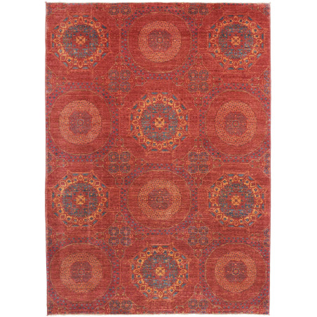 Tappeto Mamlouk Pakistan Astratto Rosso Terracotta Blu Oro 1