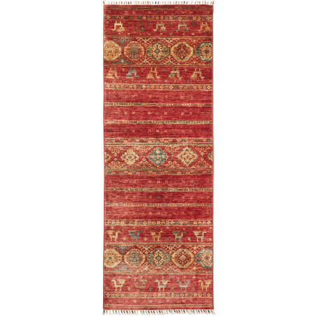 Tappeto Rubin Pakistan Astratto Rosso Intenso Oro Beige Blu