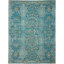 Tappeto Shahi Fine Pakistan Floreale Smeraldo Petrolio Blu V