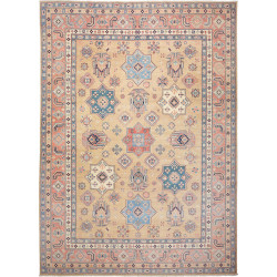 Tappeto Kazak Afghanistan Astratto Beige Sabbia Blu Turchese
