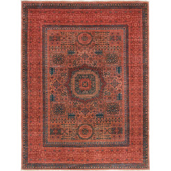 Tappeto Mamlouk Pakistan Geometrico Terracotta Blu Petrolio