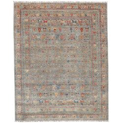 Tappeto Rubin Pakistan Geometrico Grigio Beige Rosso Blu Gia