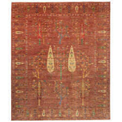 Tappeto Shahi Pakistan Floreale Terracotta Verde Blu Giallo