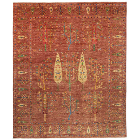 Tappeto Shahi Pakistan Floreale Terracotta Verde Blu Giallo