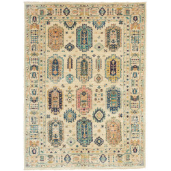 Tappeto Tribal Pakistan Astratto Crema Beige Blu Terracotta