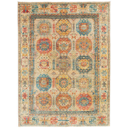 Tappeto Tribal Pakistan Astratto Beige Terracotta Blu Ocra R