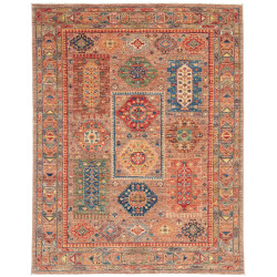 Tappeto Tribal Pakistan Astratto Terracotta Blu Rosso Verde
