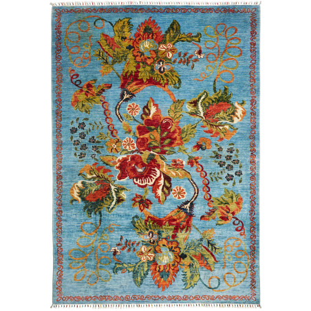 Tappeto Zigler Fine Pakistan Floreale Azzurro Turchese Rosso