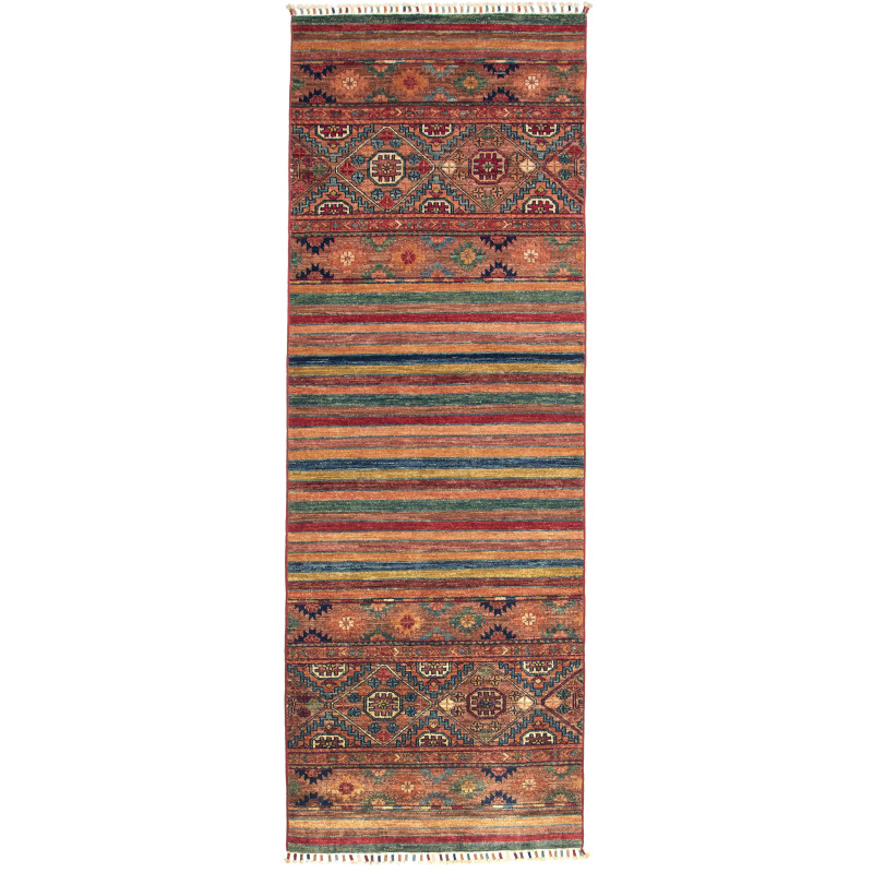 Tappeto Rubin Pakistan Geometrico Terra Rossa Verde Blu Gial