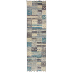 Tappeto Siva Pakistan Geometrico Blu Beige Grigio 76x294 Cm