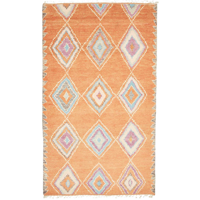 Tappeto Gabbeh Marrakech Pakistan Geometrico Arancio Azzurro