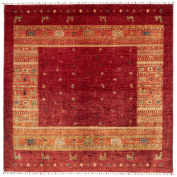 Tappeto Siva Pakistan Astratto Rosso Scuro Arancio Beige Blu
