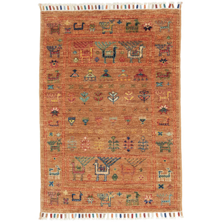 Tappeto Rubin Pakistan Geometrico Terracotta Arancio Multico