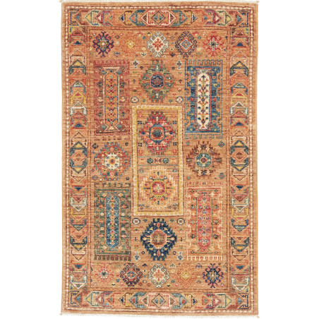 Tappeto Tribal Pakistan Astratto Arancio Terracotta Blu Ross