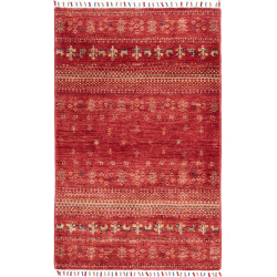 Tappeto Siva Pakistan Astratto Rosso Mattone Beige Blu Scuro