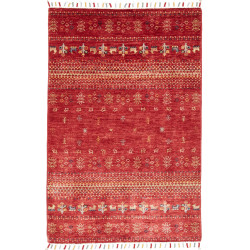 Tappeto Siva Pakistan Geometrico Rosso Terracotta Beige Blu