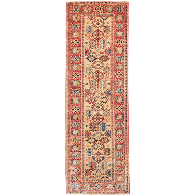 Tappeto Kazak Fine Pakistan Astratto Beige Rosso Blu Marino
