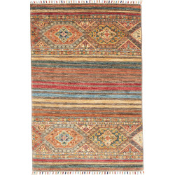 Tappeto Rubin Pakistan Astratto Terracotta Rosso Oro Blu Ver