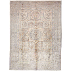 Tappeto Mamlouk Pakistan Geometrico Grigio Beige Blu Terraco