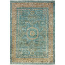 Tappeto Mamlouk Pakistan Geometrico Turchese Oro Sfumato 174
