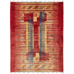 Tappeto Siva Pakistan Geometrico Rosso Bordeaux Oro Blu Nott
