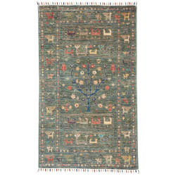 Tappeto Rubin Pakistan Astratto Verde Acqua Scuro Blu Cobalt