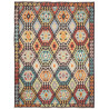 Tappeto Kilim Afghanistan Astratto Scuro Marrone Carbone Ara