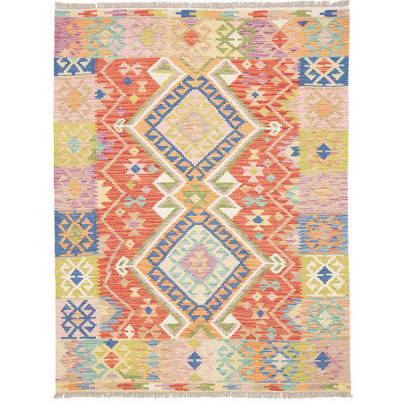 Tappeto Kilim Afghanistan Geometrico Arancio Terracotta Azzu