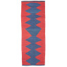 Tappeto Kilim Vintage Persia Astratto Rosso Scarlatto Blu In