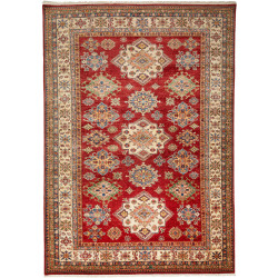 Tappeto Kazak Fine Pakistan Astratto Rosso Avorio Blu Aranci