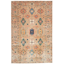 Tappeto Kazak Fine Pakistan Astratto Beige Blu Arancio Terra