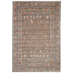 Tappeto Rubin Pakistan Geometrico Marrone Taupe Blu Celeste