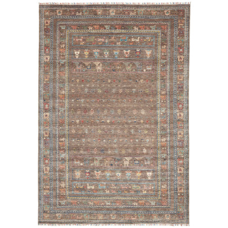 Tappeto Rubin Pakistan Geometrico Marrone Taupe Blu Celeste