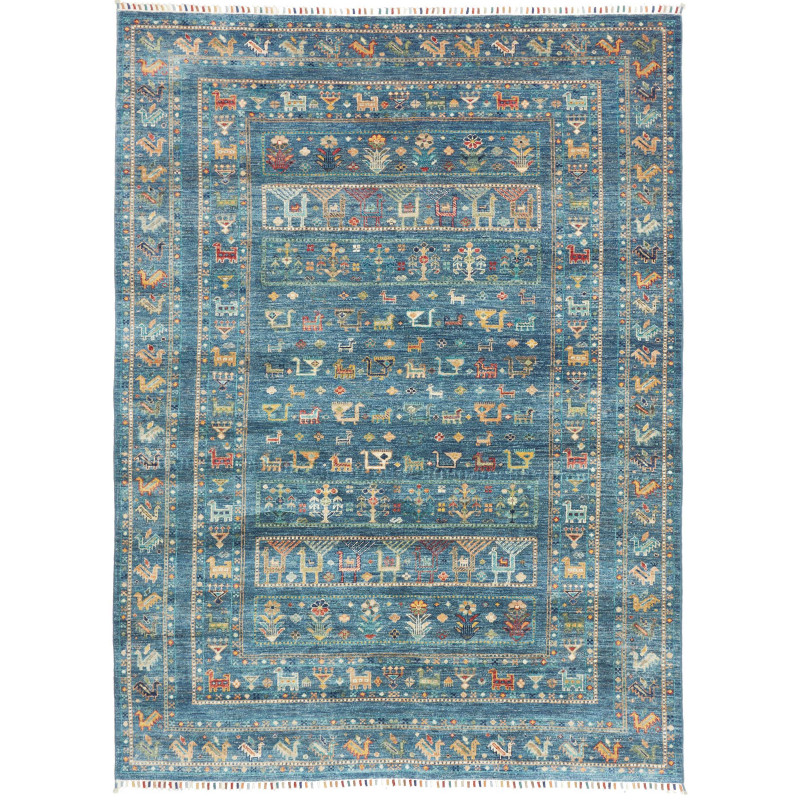 Tappeto Rubin Pakistan Geometrico Blu Petrolio Multicolore B