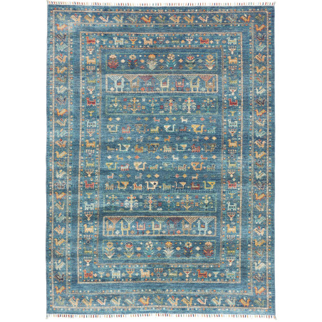 Tappeto Rubin Pakistan Geometrico Blu Petrolio Multicolore B