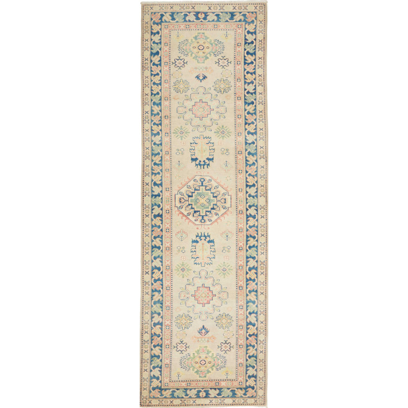 Tappeto Kazak Afghanistan Geometrico Beige Crema Blu Indaco