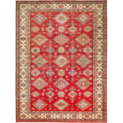 Tappeto Kazak Fine Pakistan Geometrico Rosso Crema Beige Blu