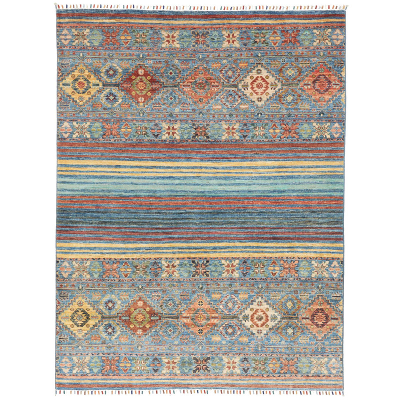 Tappeto Rubin Pakistan Astratto Blu Arancione Giallo Terraco