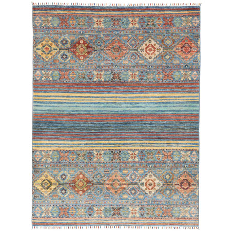Tappeto Rubin Pakistan Astratto Blu Arancione Giallo Terraco