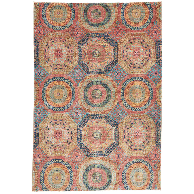 Tappeto Mamlouk Pakistan Geometrico Terracotta Ruggine Pesca
