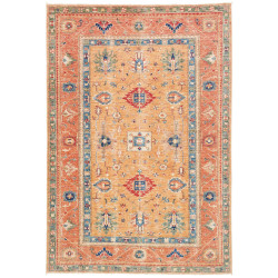 Tappeto Kazak Fine Pakistan Astratto Ocra Terracotta Blu Ros