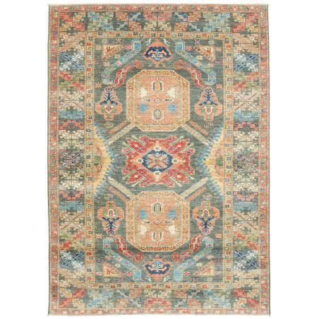 Tappeto Kazak Fine Pakistan Cornice Smeraldo Terracotta Ross
