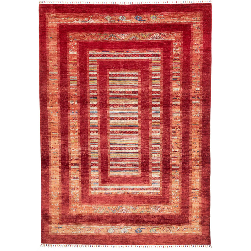 Tappeto Siva Pakistan Astratto Rosso Arancio Beige Blu Verde