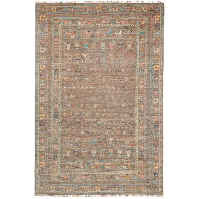 Tappeto Rubin Pakistan Geometrico Marrone Taupe Pastello Blu