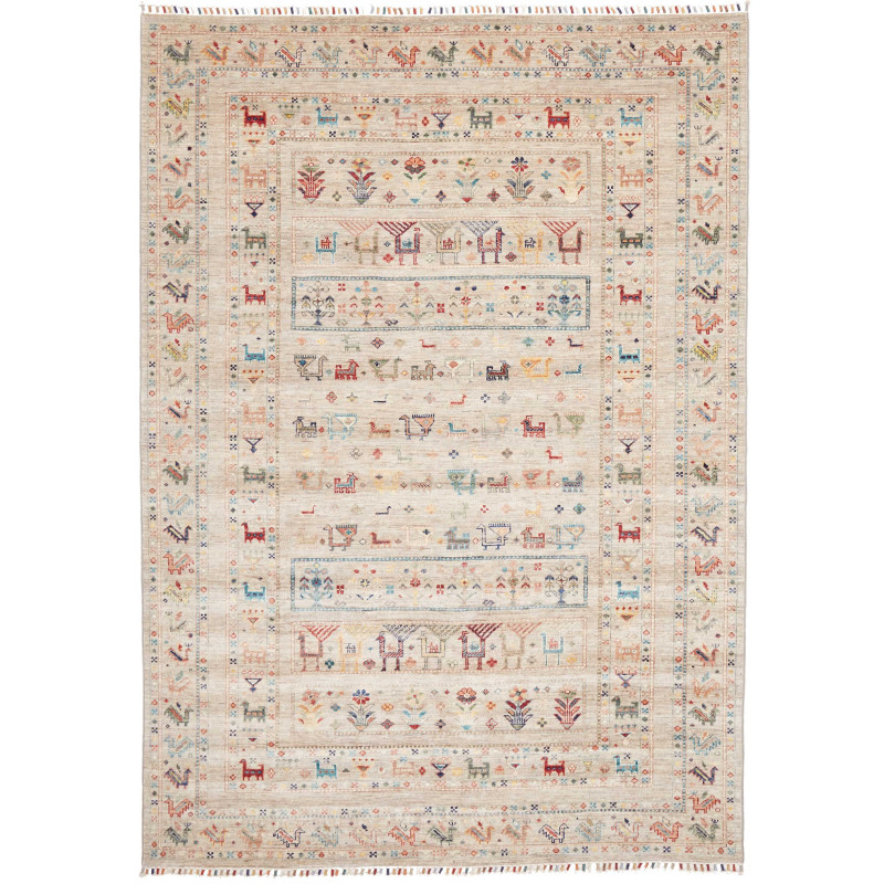 Tappeto Rubin Pakistan Astratto Beige Rosso Blu Verde Giallo