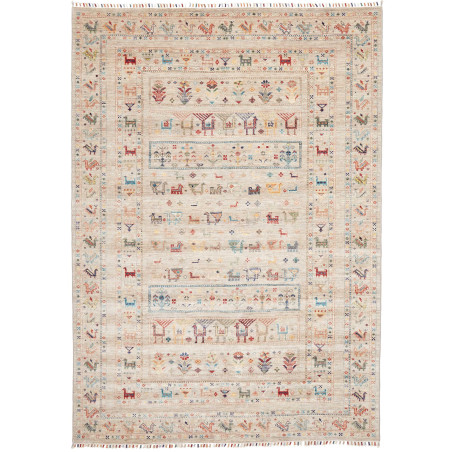 Tappeto Rubin Pakistan Astratto Beige Rosso Blu Verde Giallo