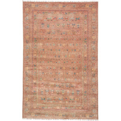 Tappeto Rubin Pakistan Astratto Terracotta Rosso Mattone Blu