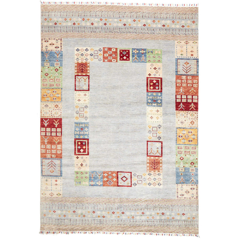 Tappeto Siva Pakistan Astratto Azzurro Polvere Rosso Blu Ver