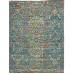 Tappeto Shahi Fine Pakistan Floreale Blu Petrolio Oro Ruggin